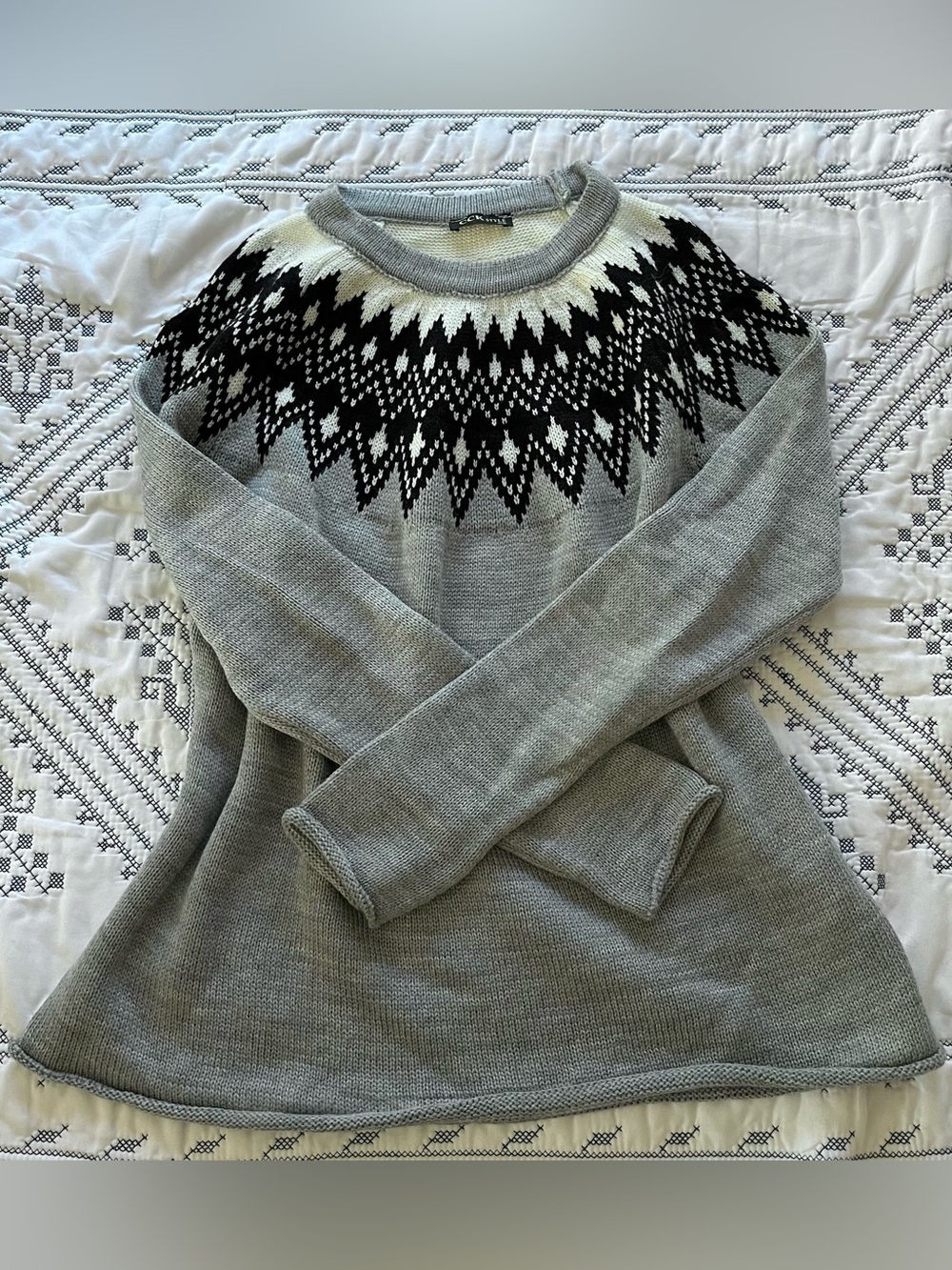 Wool-Blend Fair Isle Sweater - Gray/Black